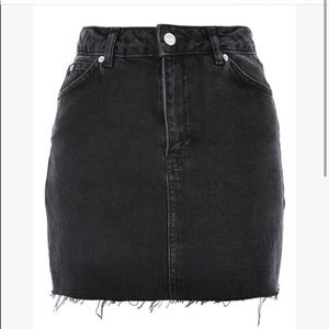 Top Shop Black Distressed Moto Skirt